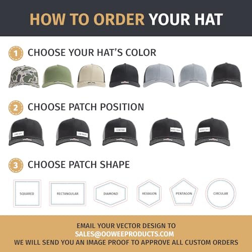 Oowee Products Custom Leather Patch Richardson 112 Trucker Hat, Cotton/Polyester Mesh, Snapback Closure, Handcrafted in USA (12, Khaki/Coffee) - Image 6