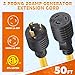 Tellegloww 50ft NEMA L6-20 Generator Extension Cord L6-20P Male Plug to L6-20R Female Receptacle 3 Prong 20 Amp Locking Power Cord, STW 12 AWG/3C,250 Volt 5000 Watts, ETL Listed