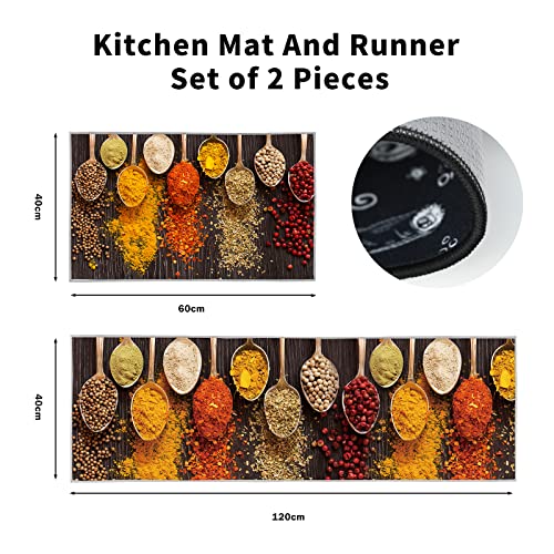 Hoimlm Kitchen Rug Set 2 Piece Non Slip and Anti Fatigue Kitchen Mat, Washable Mats and Rugs for kitchen,Hallway Runner Set - Image 2