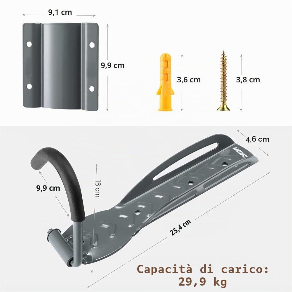 LYCAON Bike Rack per il garage (Ultimate Gray) Bicicletta ganci di montaggio a parete Indoor sistema di stoccaggio verticale tiene fino a 68 lb con vassoio pneumatici e viti (2)