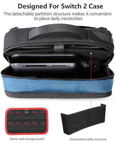 Kailaien Carrying Case for Nintendo Switch 2（2025）, Storage Portable Bag, sing bag,Removable shoulder crossbody bag with Pockets,With dedicated slot for game cards,Fit Console, AC Adapter, Dock