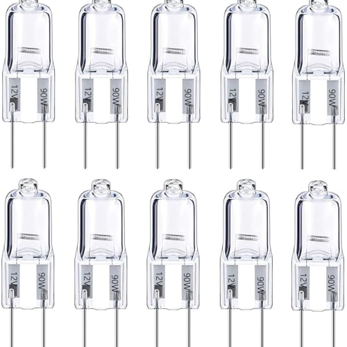 NTZTO G6.35 Halogen Bulb 12V 20W (10 Pack) - 2700K Warm White Dimmable GY6.35 Base, 390LM for Projectors, Track Lighting, Stage Lights - 2000Hrs Lifespan 90w10pack
