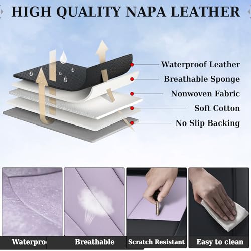 Image of Coverado Rear Seat Covers for Cars, Waterproof Car Seat Covers Back Seat Cover, Faux Leather Seat Covers Automotive Seat Covers Seat Cushion Protector Universal Fit for Most Cars, Black&Purple