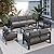 Solaste Aluminum Patio Furniture Set,7 Seats Modern Outdoor Conversation Set Metal Patio Furniture Set Sectional Sofa with Upgrade Cushion and Coffee Table,Dark Grey