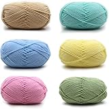 Filato per uncinetto,filato di cotone per lavorare a maglia, lana per uncinetto, per artigianato e uncinetto, 6 x 50 g, 6 colori