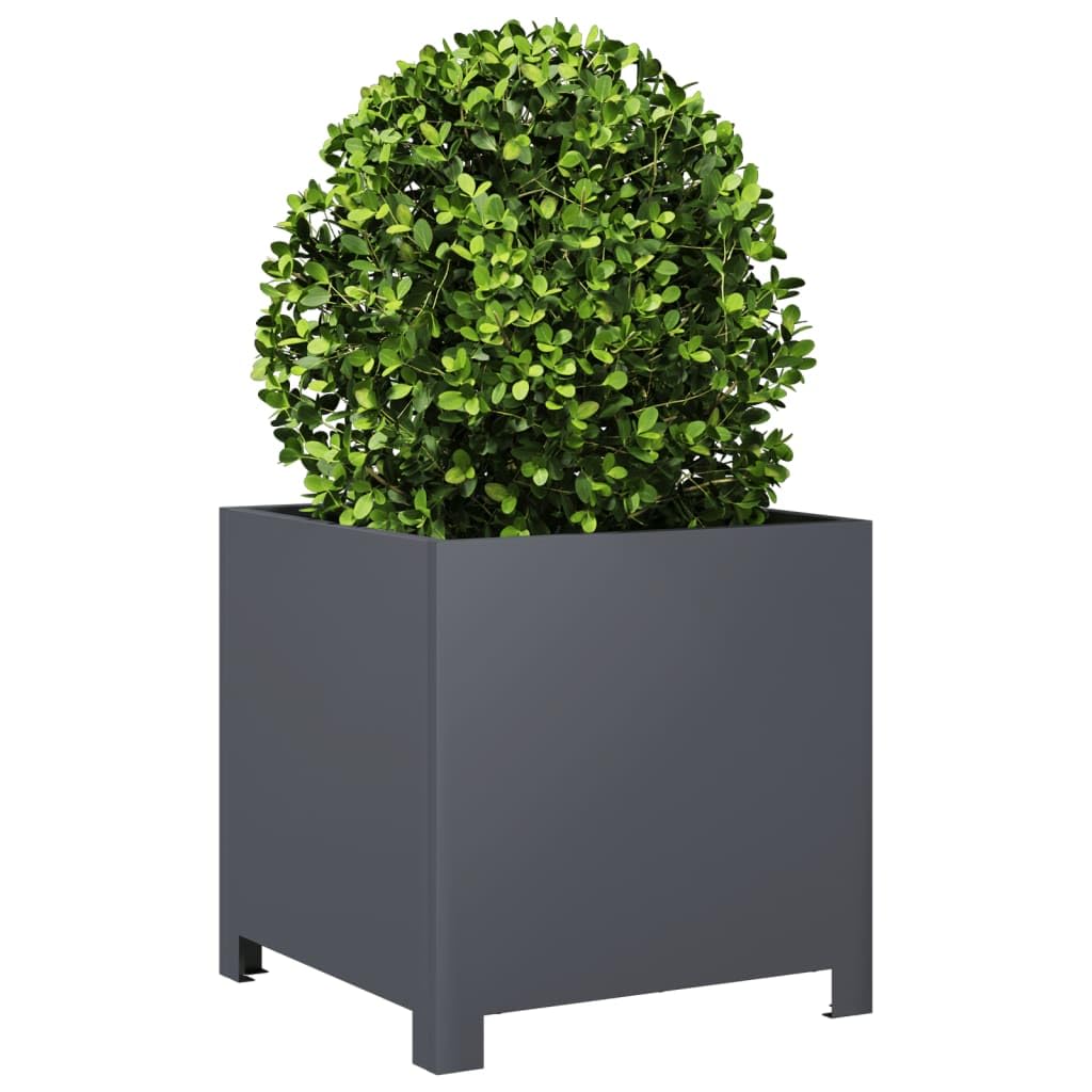 Juego de macetas de acero antracita de 40 cm, diseño moderno, robusto, duradero, para balcón, terraza, jardín, jardinera elevada, urbana