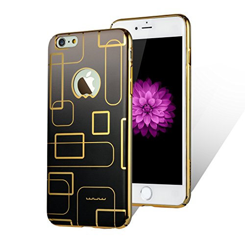 Étui iPhone 6/6S Luxe Acier – Bumper rigide premium avec motifs cubes noir et or
