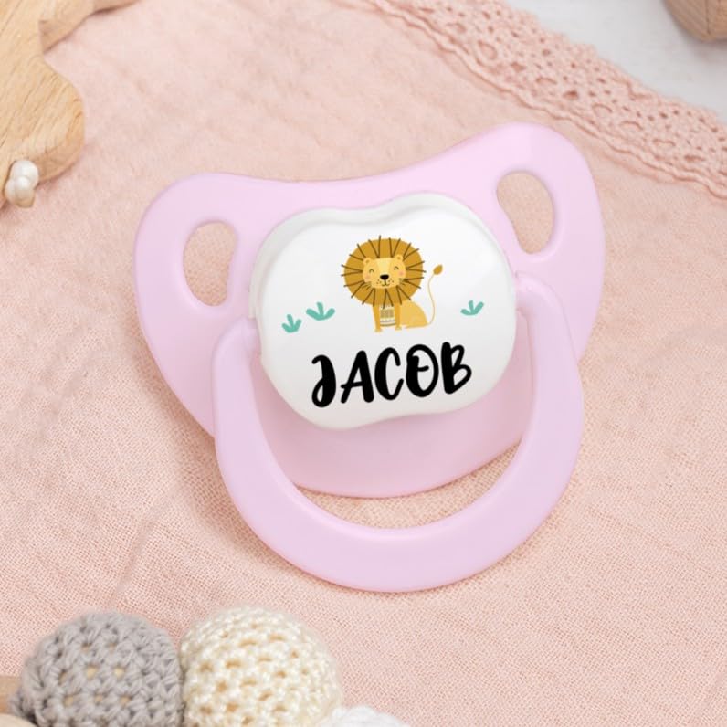 Wanapix | Personalised Baby Dummy | Silicone Teat for Newborns | 0-6 Months | Anatomical Soother BPA & Phthalate Free | Lion