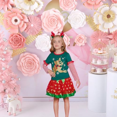 Image of DXTON Toddler Kids Girls Long Sleeve Shirts Cute Christmas Graphic Tees Top Blouse Fall Winter 3-8 Years