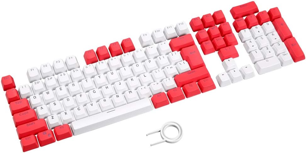 Bossi 104 Keys PBT Keycaps OEM Profile Backlit Keycaps for MX Mechanical Keyboard（Red + White）