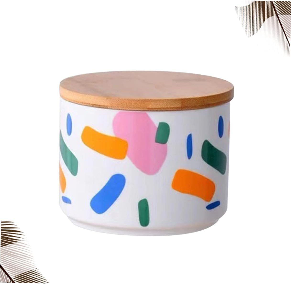 GALPADA Ceramic Tea Jar and Food Storage Container with Sealed Wooden Lid, 750ml Airtight Canister for Coffee Beans, Dried Fruit, and Loose Tea Storage in Kitchen