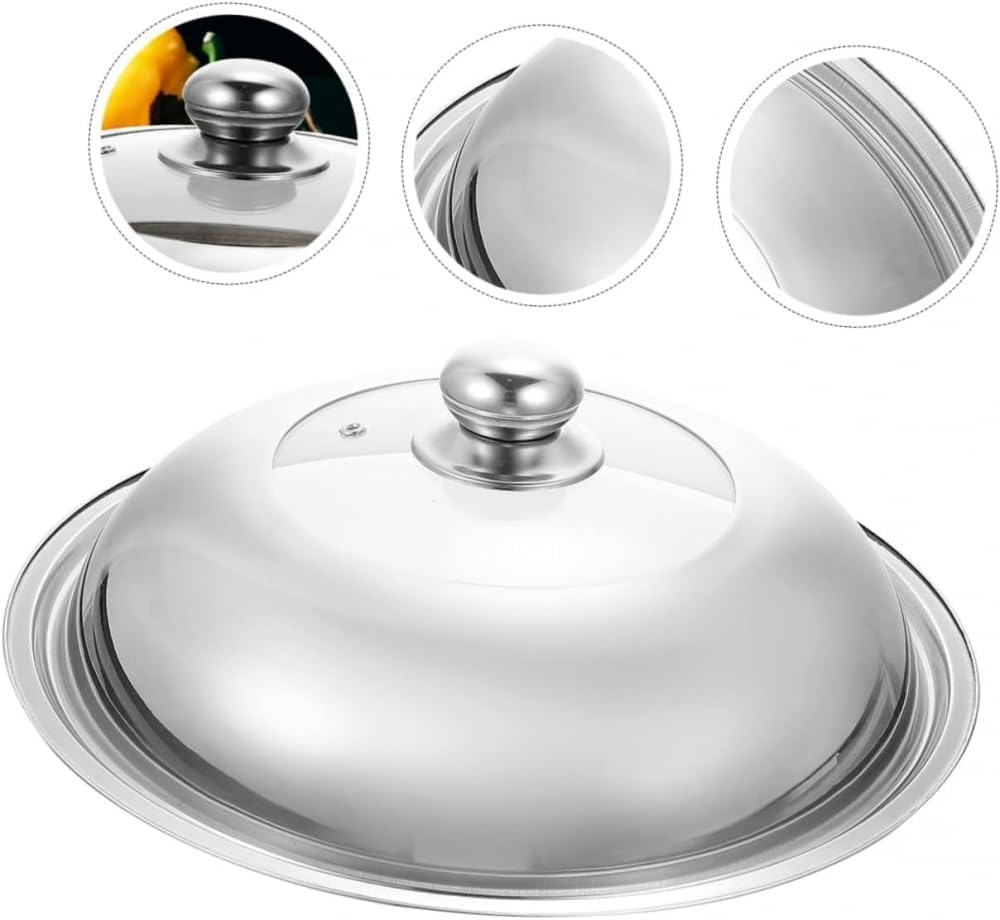 Tapa De Olla De Acero Inoxidable De Repuesto, Lavable, De Vidrio Plateado, para Sartén, Tapa De Olla De Cocina, Tapa De Metal, Tapa Universal para Olla, Suministros De Cocina., 26 cm