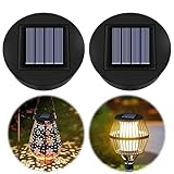 Solar Light Top 8cm for Outside Lanterns, 1.2V 600mAh, IP44 Solar Panels With Warm LED Light, Replacement Unit for Garden Lantern Lamp, 2PCS
