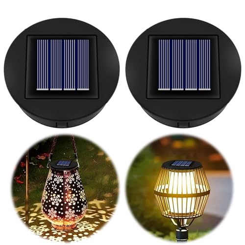 Solar Ersatzdeckel 8 cm für Solarleuchte Außenlaternen 1.2V 600mAh IP44 Ersatzmodule für Solarlampen Warmweiß Licht LED Solarmodule ersatz für Garten Laterne Terrasse Beleuchtung 2 Stück