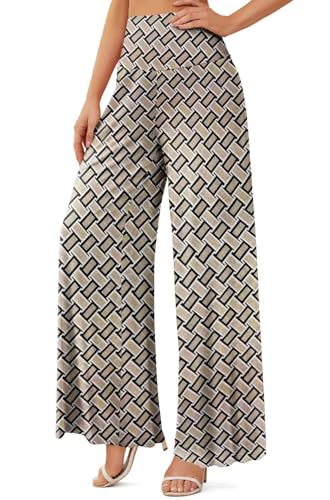 JZC Women's Palazzo Lounge Pants Stretchy Wide Leg Casual Pants Comfy High Waist Flowy Pants S-3XL