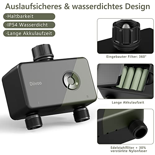 Diivoo WLAN Bewässerungscomputer - Smart Garten Bewässerung Mit App Steuerung