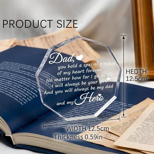 Image of DIGI ARTS Dad Acrylic Plaque Gift from Daughter - Emotional Thank You Dad Keepsake, Father's Day Birthday Gift for Dad, Engraved Love Message Desk Decor (12.5 X 12.5) cm
