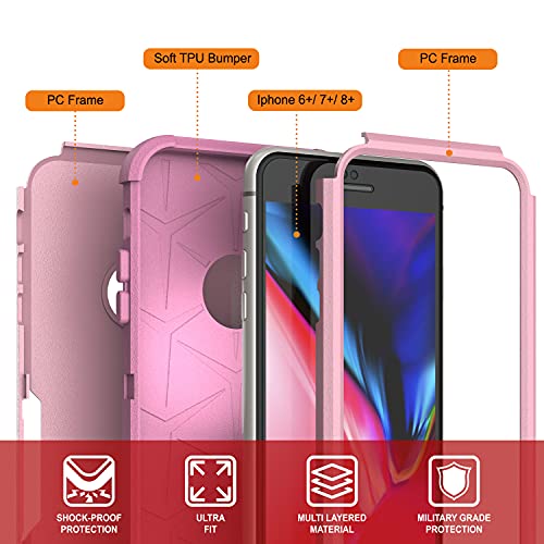 Étui de protection iPhone 8 Plus Punkcase rose avec support amovible - 3