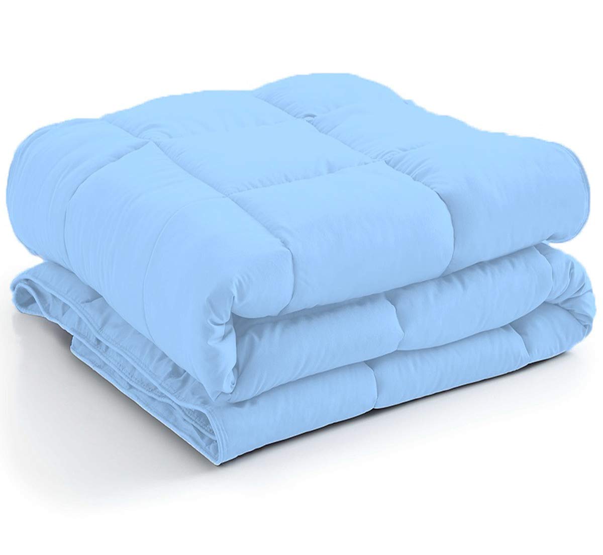 100% Organic Cotton 500 GSM Box Stitched Ultra-Soft Comforter GOTS Certified Premium Luxury Light-Weight Italian Finish Quilt Cozy Fluffy (Full/Queen,Sky Blue)