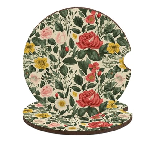 Posavasos para portavasos de auto, 2 unidades, diseño Floral Rosa miniatura 1