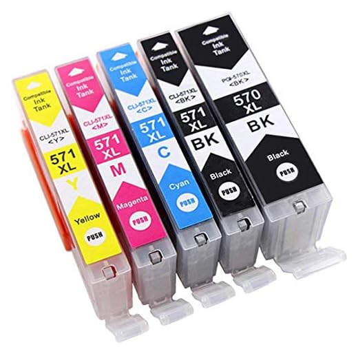 5 bläckpatroner kompatibla med Canon PGI-570 CLI-571 XL för Canon PIXMA MG5750 MG6850 MG5751 MG6851 MG5753 MG5752 MG6853 MG5700 MG6800 TS50 TS50 TS5051 TS6050 TS6052 TS6051 TS5055 TS5053 MG7751