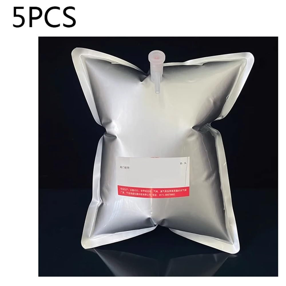 Cristalería de Laboratorio Bolsa de muestreo de aluminio de 5 piezas, bolsa de recolección, bolsa de recolección, válvula simple y doble(0.1L double valve)