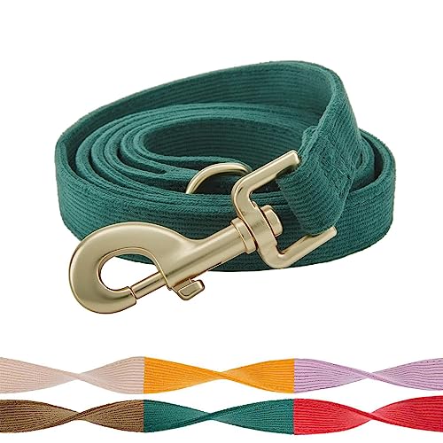 Petiry Soft Dog Lead 150cm Cotton Corduroy Thick Dog Leash for Medium Large Dogs,2.0cm x 150cm,Green M