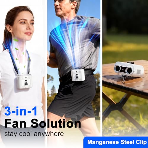 Image of CAZOKASI 2026 Upgrade 20000mAh Waist Clip Fan Wearable Fan Portable Personal Body Fan Powerful Upto 36H Cooling and Heatstroke Prevention Fan