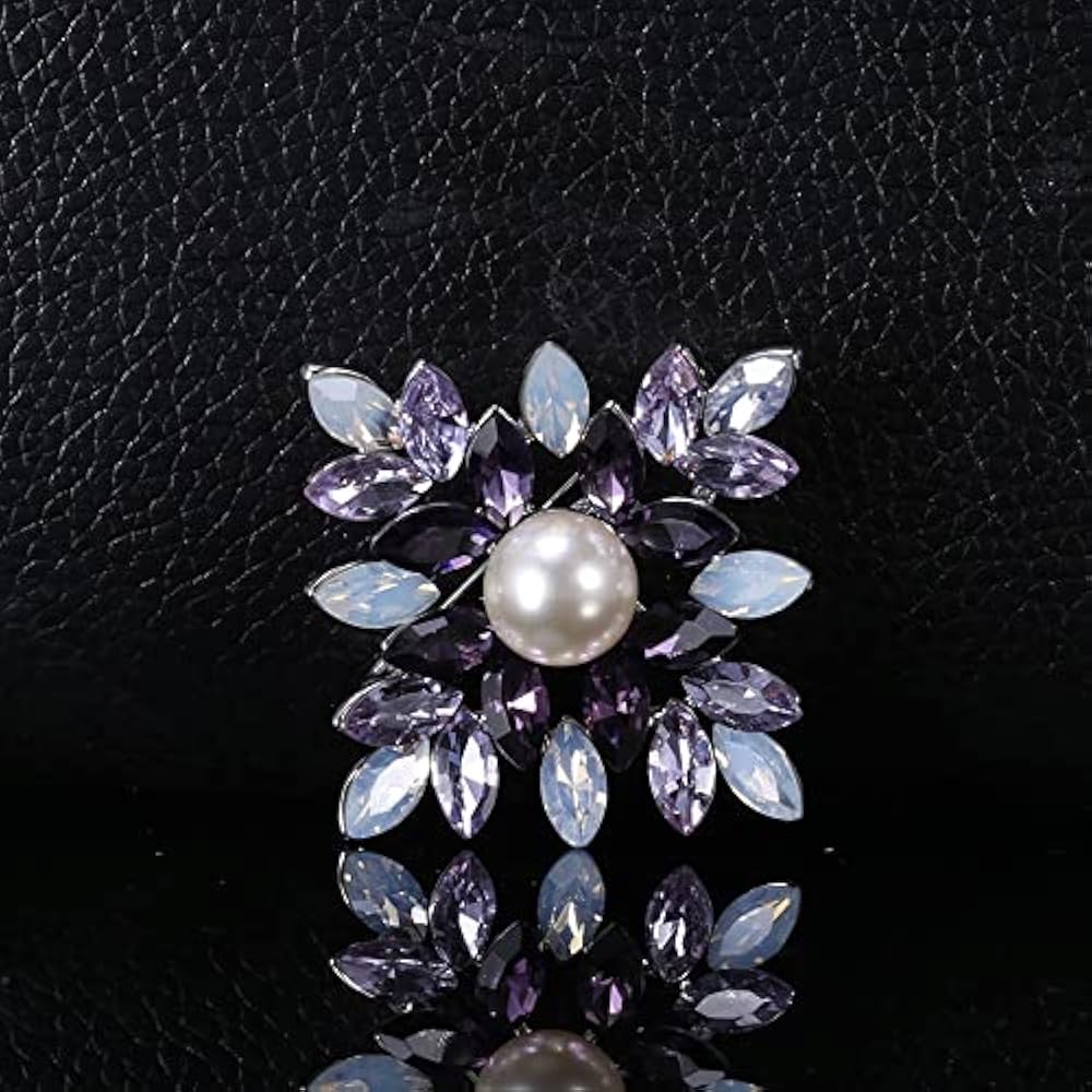【美品】スワロフスキー フラワーパープルクリスタルブローチ 美品】スワロフスキー フラワーパープルクリスタルブローチ