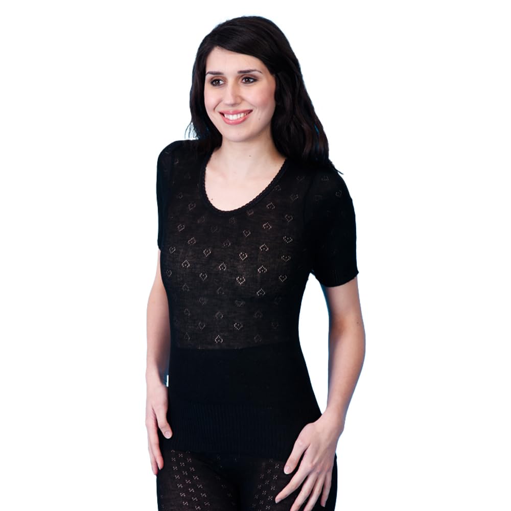 Undercover Ladies Thermal Short Sleeve Top Black Medium