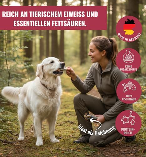 RiNa`s 100% Kabeljau & Lachs - Natürliche Hundeleckerli aus Fisch - Gefüllte Stangen 140g
