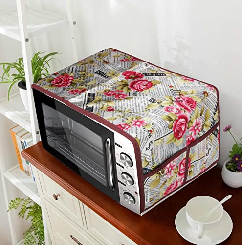 Image of Polyester 3-Layered Microwave-Oven Top Cover with 4 Pockets (Color- Red, Size-36x14 Inches) (MOCTC-KN-ALPBET-RED)