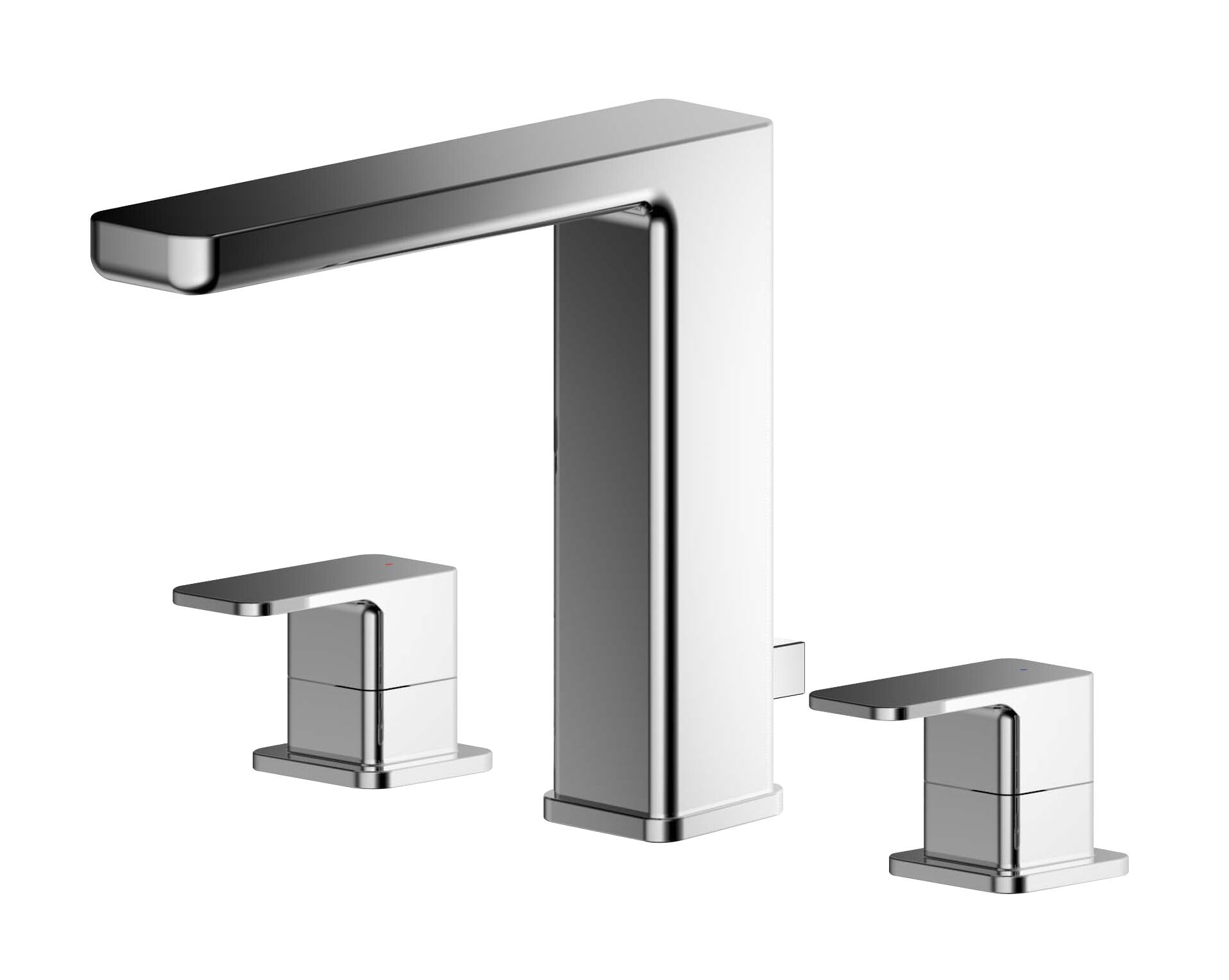 Balterley Silver Bathroom Sink Taps, Basin Mixer Tap With 3 Hole, Dual Lever Handles Temperature Control Bathroom Tap, Square Body, Flat Square Spout Mixer Taps - 250 X 152 X 160Mm (Chrome)
