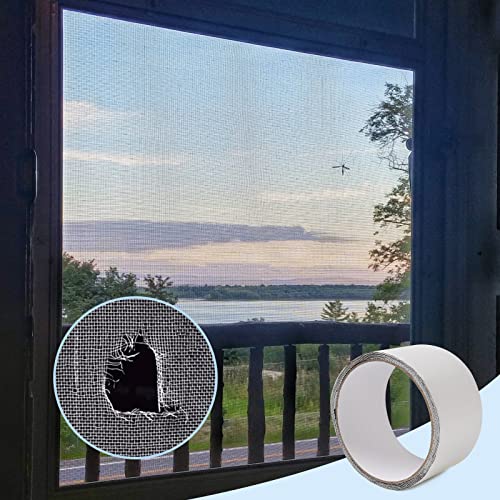 Popokk Window Screen Repair Kit Tape Strong Adhesive Fiberglass Covering Mesh Tape 2 Inch X 6.6 Feet Screen Patch Repair Kit For Covering Window Door Tears Holes (Grey And Black) #TOP5