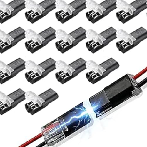 Double Wire Connector 2 Pin for Auto LED Strips Speaker, 50Pack