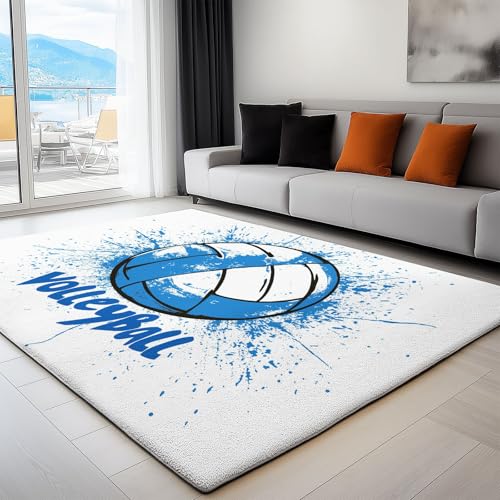 Tapis de sol lavable en machine antidérapant bleu et blanc 80x150 cm - 4