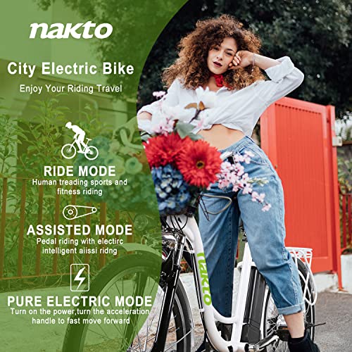 Nakto Electric Bike 26" Electric Bicycle For Adults 250W Brushless Gear Motor 6-Speed Gear E-Bike With Removable Waterproof Large Capacity 36V10.4A Lithium Battery - Up To 45 Miles And 20+ #TOP1