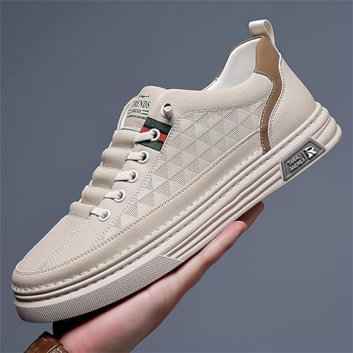 Men's Summer Breathable Thin Leather Casual Shoes Anti Slip Lightweight Low Top Lace Up Walking Sneakers for Comfort2