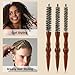 3 Pieces Small Round Brush Set, 15/17/20mm Wooden Handle Boar Bristle Hair Brush for Women Men Short Hair, Bangs, Roots, Straight, Curling