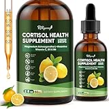 RiRywony Cortisol Supplements for Women & Men, 15-in-1 Cortisol Detox & Reducer - Adrenal Balance, Relaxation, Sleep & Focus, with Magnesium, Ashwagandha, L-Theanine, Vitamin C, D3 & B6, 2 Fl Oz