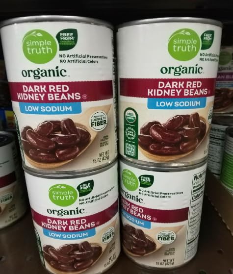 Organic Low Sodium Dark Red Kidney Beans (4 Cans, 15 oz. each)