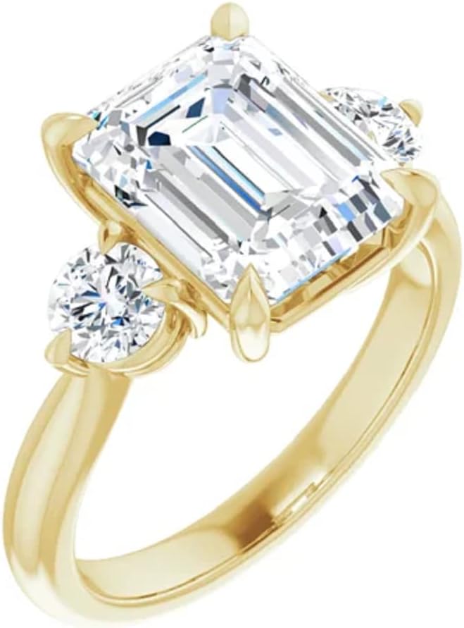 Solitaire Emerald Cut 2.50 CT Moissanite Handmade Engagement Ring, 10K 14K 18K Gold & 925 Sterling Silver Anniversary Christmas Gift For Women