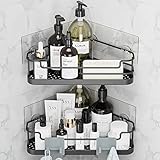 Orimade Corner Shower Caddy Organizer Basket with Hooks No Drilling Adhesive Wall Mount Bathroom...