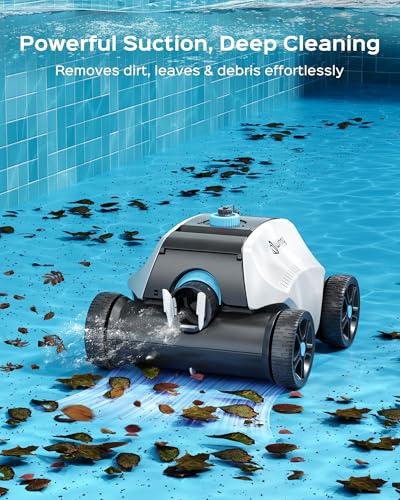 Image of WINNY POOL CLEANER Cordless Robotic Pool Cleaner for Above Ground Pools | 6600mAh Battery ,135Mins Running Time & 55W Strong Suction, Auto‑Parking 185μm Filter Basket,1,350 Sq.Ft,Ease Of Cleaning