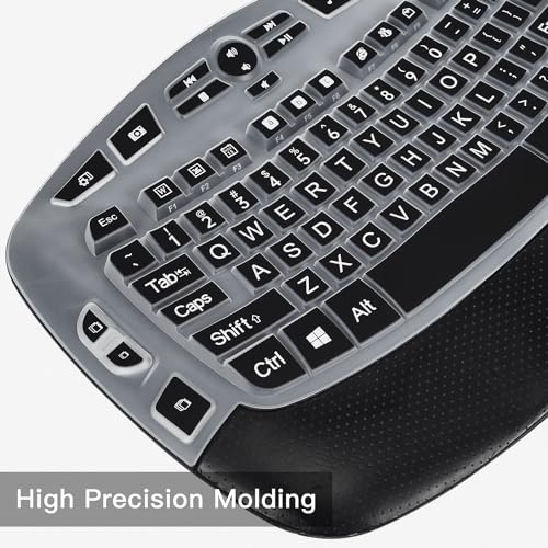 CaseBuy Keyboard Cover with Large Letters Compatible with Logitech K350 MK550 MK570 Wireless Wave Ergonomic Keyboard Protector with Oversized Print Letters -Black by CaseBuy - Image 3