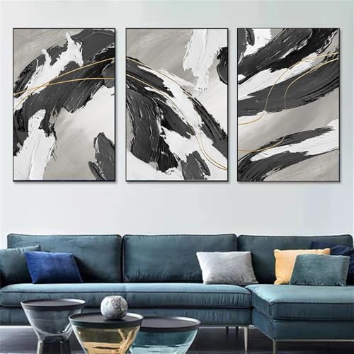 Toile abstraite de haute qualité avec lignes dorées design artistique pour maison raffinée