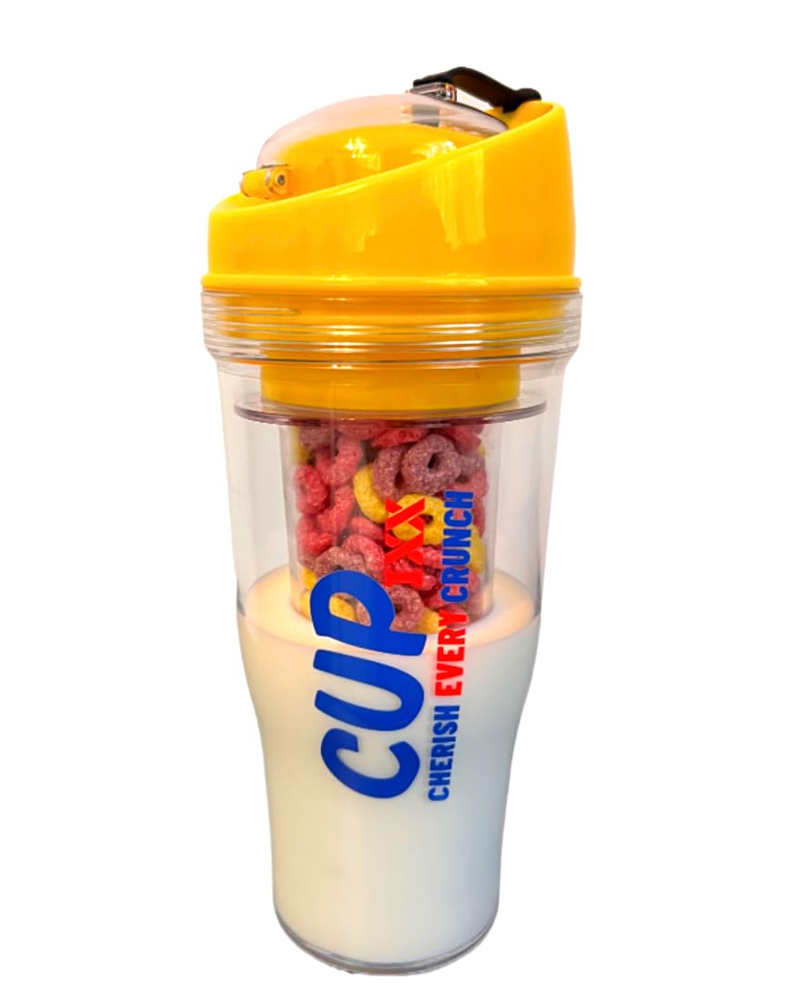 Generisch Tazza per cereali da viaggio per cereali Cornflaks CerealCup to Go senza cucchiaio, portatile Cupixx (giallo)