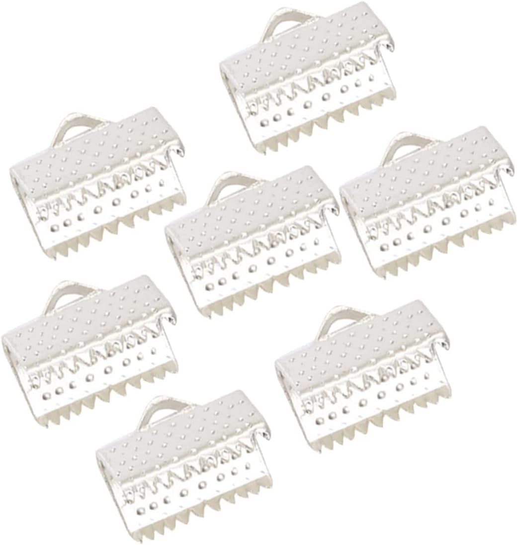 STOBOK 300pcs Cord Crimp Ends Fold Over Cord End Caps Crimps Plated Metal Fastener Clasps for Jewelry Making
