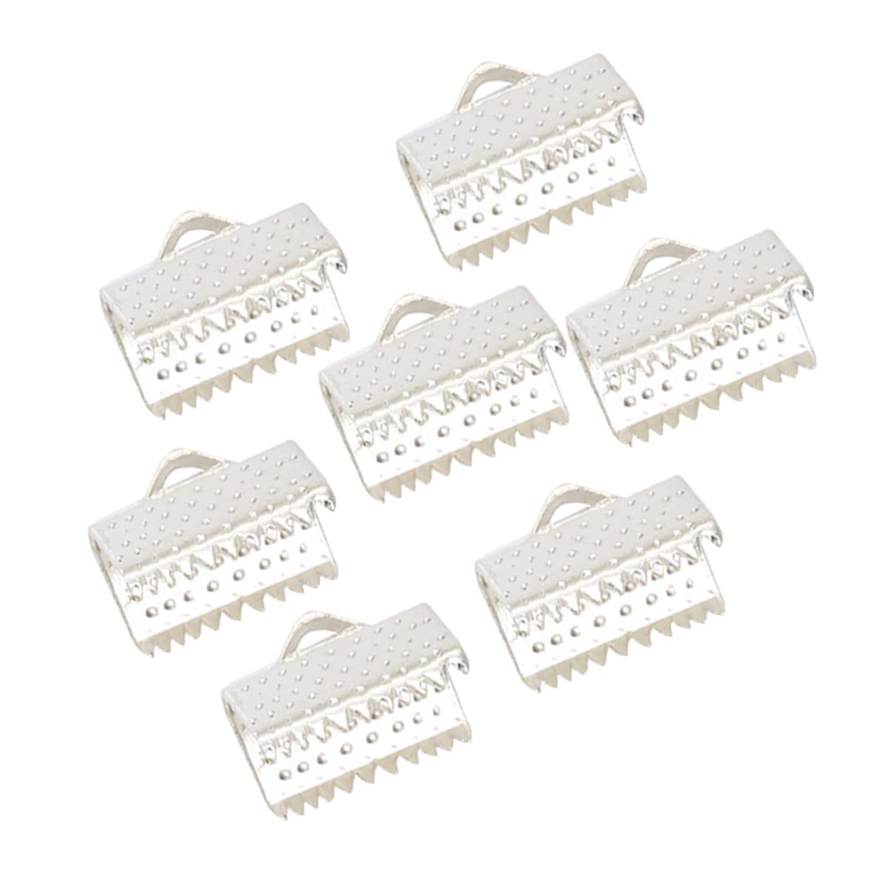Operitacx Plated Metal Clip for Ribbon Ends 1.6cm Fastener Clasps Textured Crimp Clamp Ends DIY Jewelry Accessories