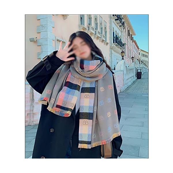 HLMSKD Autumn/Winter Double-Sided Long Imitation Cashmere Scarf Women Winter Shawl Dual-use Versatile Warmth Padded Scarf (Color : A, Size : 65 * 190cm) - Image 4